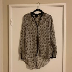 Blouse with Faux leather trim